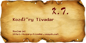 Kozáry Tivadar névjegykártya